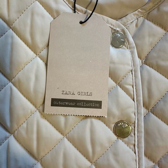 NWT Zara Cream Quilted Vest Girls 11-12 - Picture 6 of 8